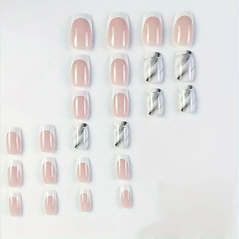 24 Piece Press-On Nail Set- Glossy Marble