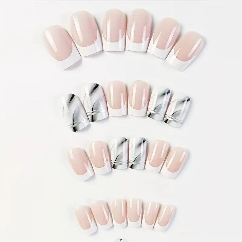 24 Piece Press-On Nail Set- Glossy Marble