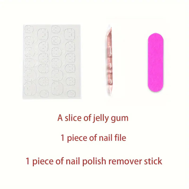24 Piece Press-On Nail Set- Glossy Marble