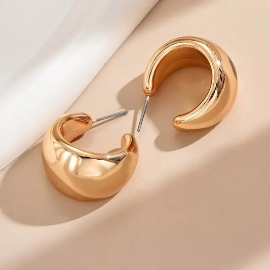 18K Gold Plated Chunky Hoop Earrings - Petite
