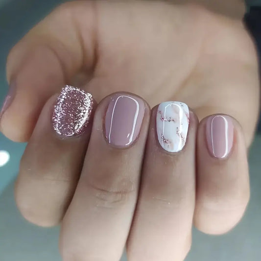 24 Piece Press-On Nail Set - Pink Glitter Galore