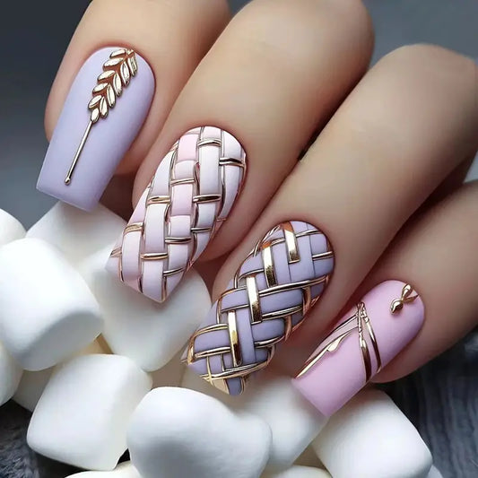 24 Piece Press-On Nail Set - Pink/Purple Beauty