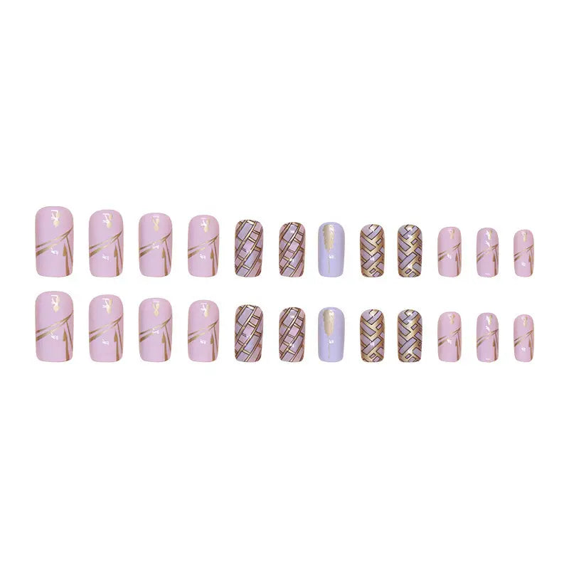 24 Piece Press-On Nail Set - Pink/Purple Beauty