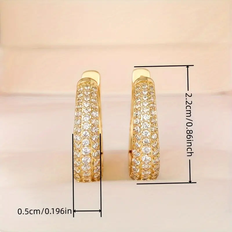18K Gold Plated Cubic Zirconia Hoop Earrings