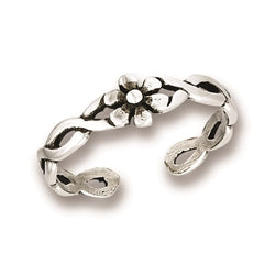 Sterling Silver Flower with Weave Toe Ring - Vivienne Grace