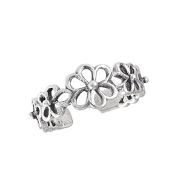 Sterling Silver Flowers Toe Ring - Vivienne Grace