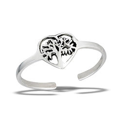 Sterling Silver Tree of Life in Heart Toe Ring - Vivienne Grace