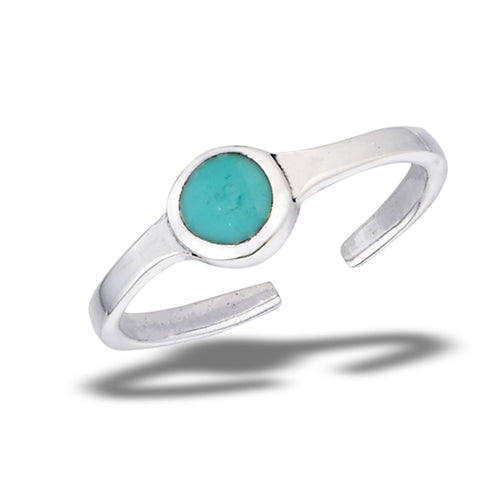 Sterling Silver Toe Ring with Synthetic Turquoise