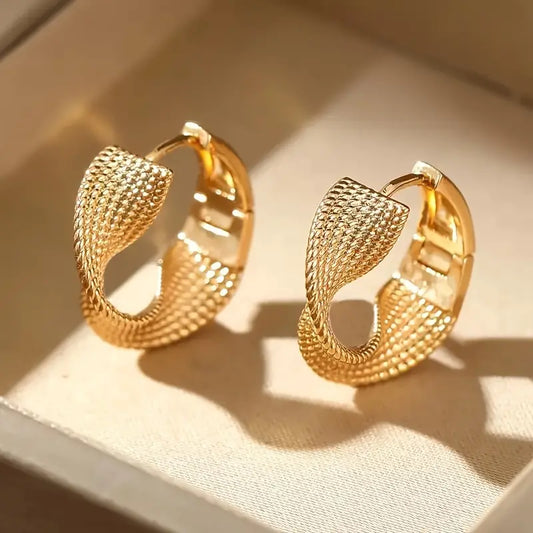 14K Gold Plated Twisted Hoop Earrings