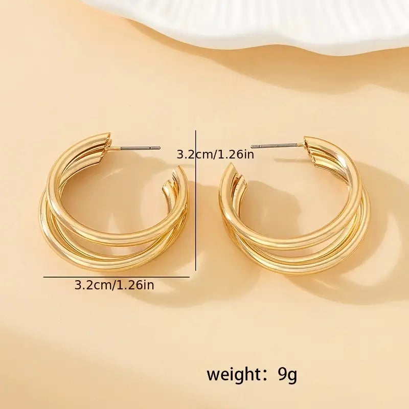 18K Gold Plated Triple Twisted Hoop Earrings