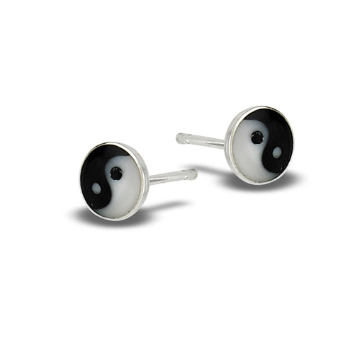 Sterling Silver Yin and Yang Post Earrings